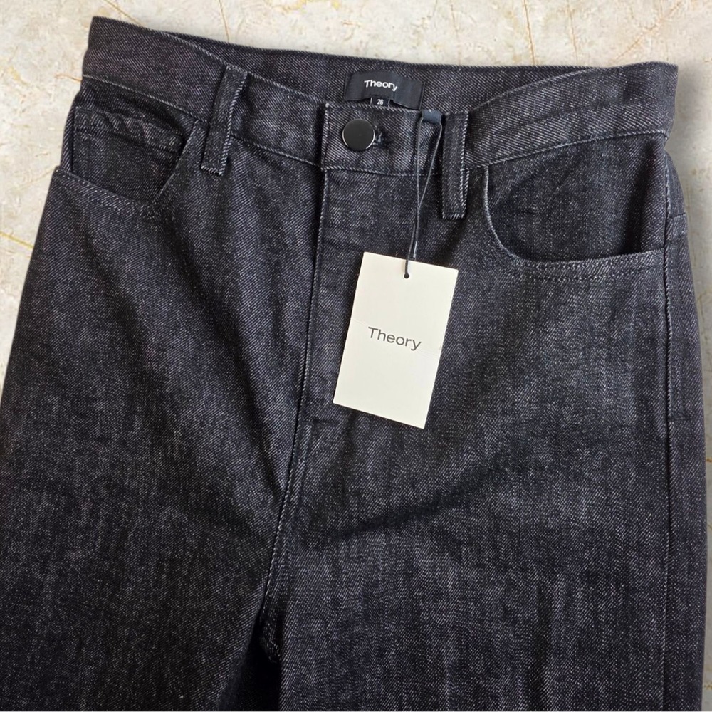 New Theory High-Waisted 5-Pocket Jean in Dyed Denim Size 26 Charcoal Retail $225
